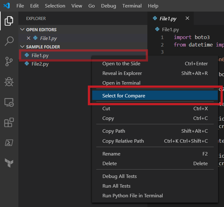 Compare files in Visual Studio Code - Radish Logic