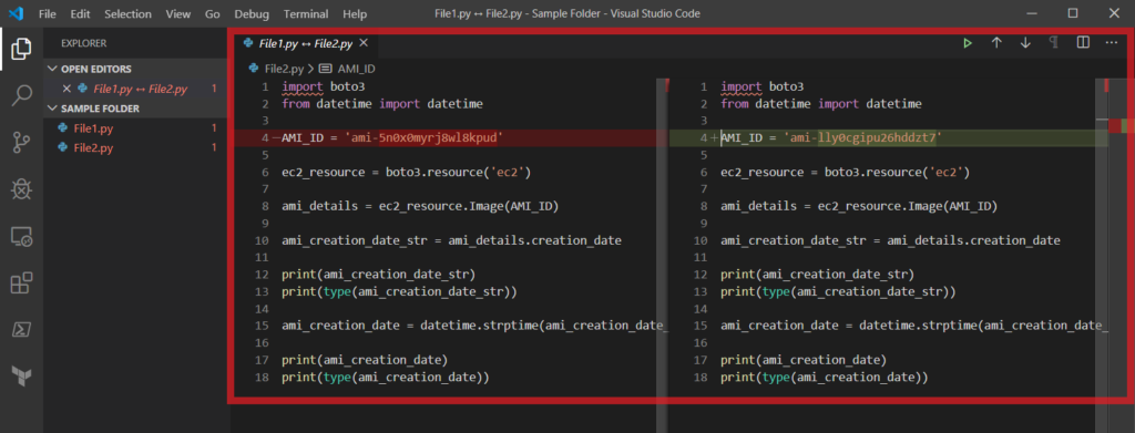 Compare files in Visual Studio Code - Radish Logic
