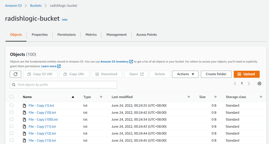 My S3 Bucket in the AWS Console